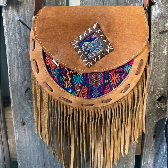 Vintage Boho Western Leather Crossbody Purse - Picture 2 of 5